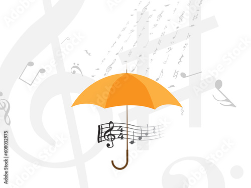 abstract rain of music notes and symbols
