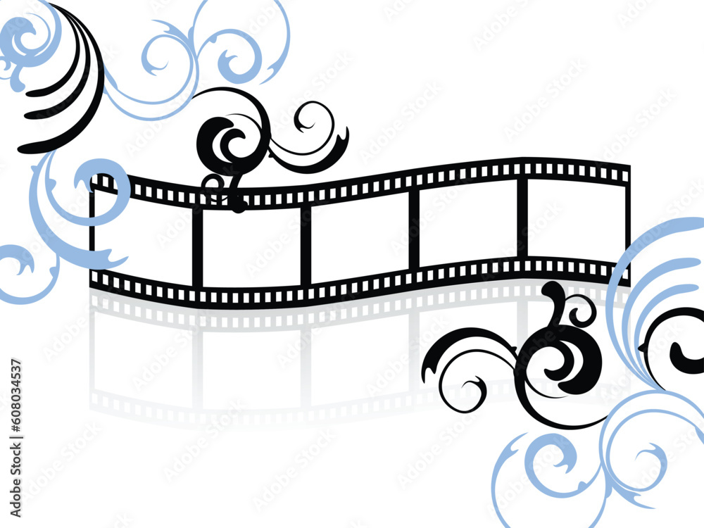 vector eps10 illustration of a floral elements on a blank film stripe