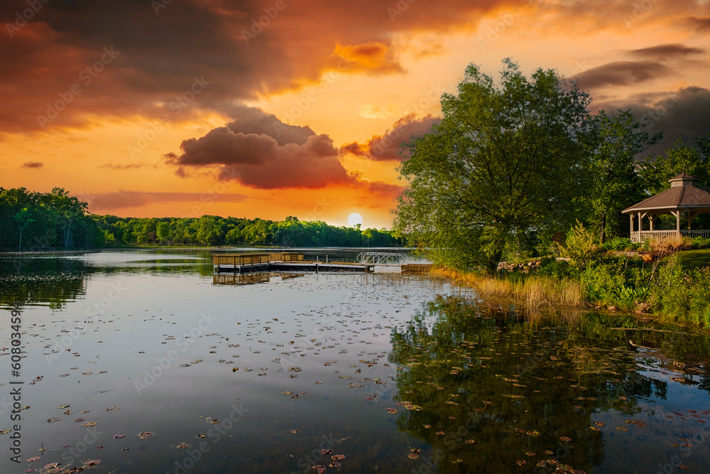 Obraz premium sunset over the river