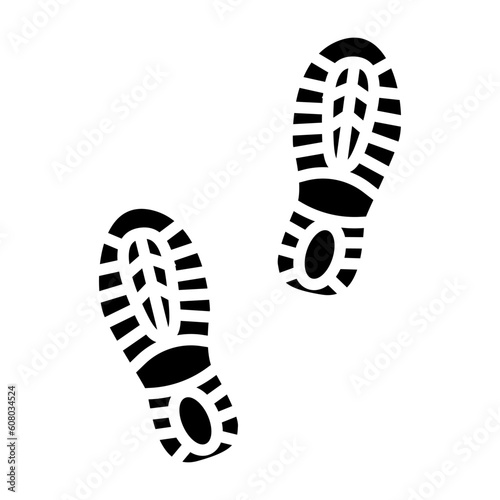 Human feet print, footprints shoe silhouette. Footstep, steps, trail, sneaker, boot. Vector illustration.