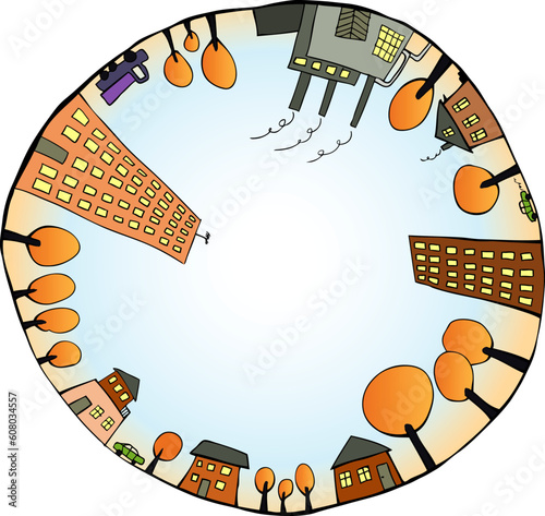 Global world as closed ecological system. Vector illustration