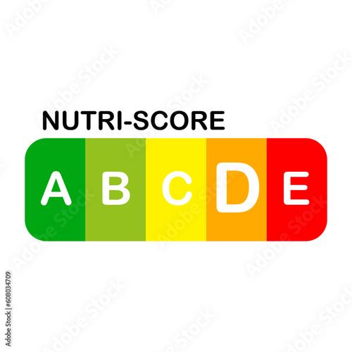 Nutri Score official label. D score. Vector illustration.