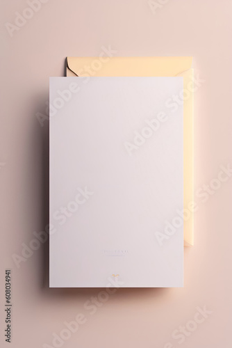 wedding invitation empty blank mock up card. ai illustration generated