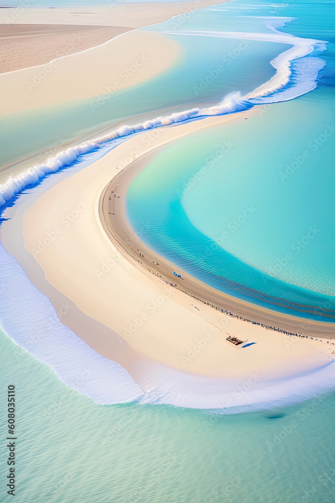caribbean beach drone view wallpaper or background. ai illustration generated