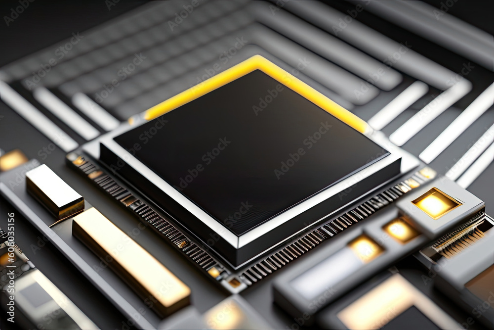 abstract background of geometric shapes, chips and processors. ai illustration generated abstract background of geometric shapes, chips and processors. ai illustration generated
