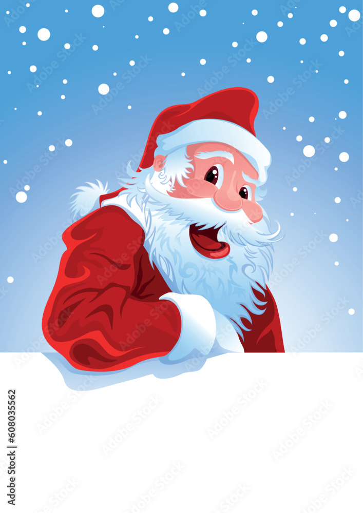 Happy Santa Claus over white blank Happy Santa Claus over white blank