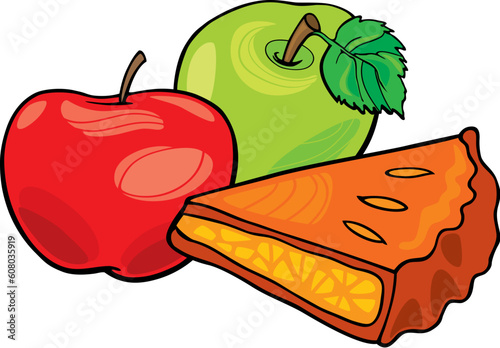 Illustration of apples and apple pie