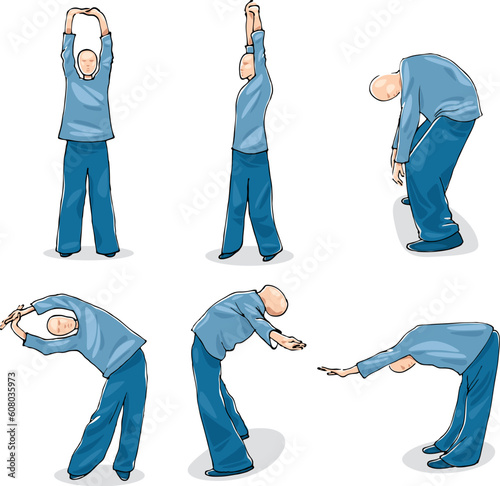 Illustration of Man Practice Tai Chi Warm-up