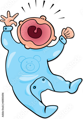 Cartoon vector illustration of crying baby