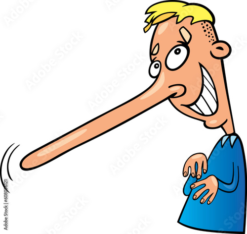Cartoon illustration of liar boy