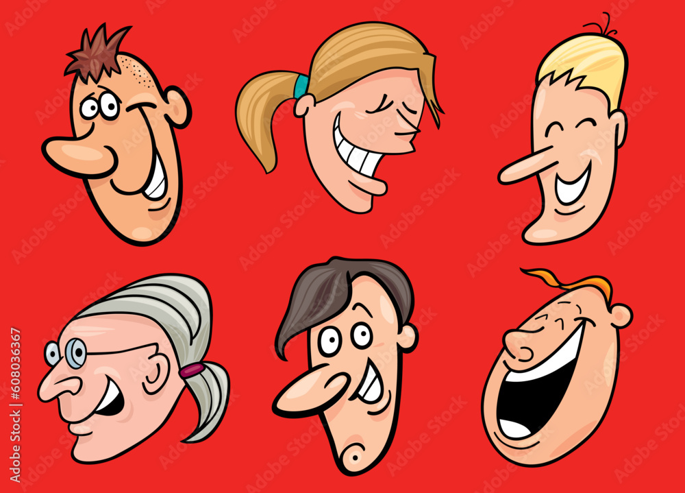 Cartoon vector illustration of set of funny faces Cartoon vector illustration of set of funny faces