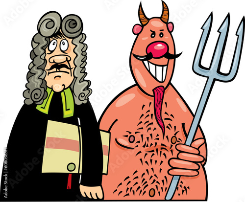 Illustration of devil and his advocate