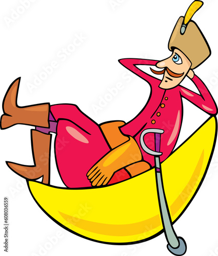 Cartoon illustration of man on the moon