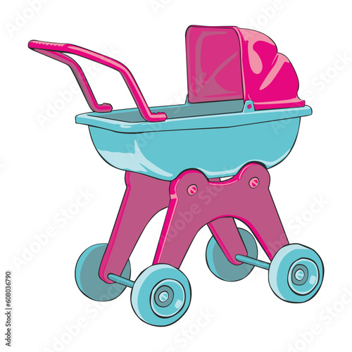 fully editable vector illustration baby-car