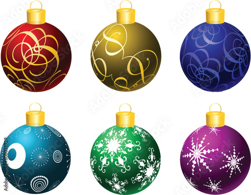 Collection of brightly coloured Christmas baubles