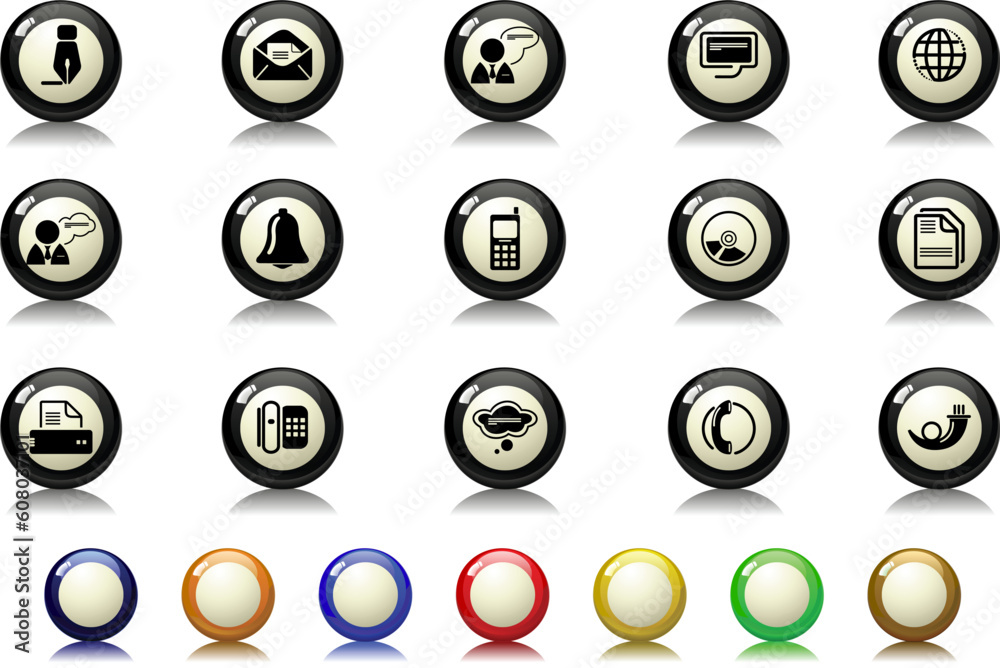 Communication icons Billiards series Communication icons Billiards series