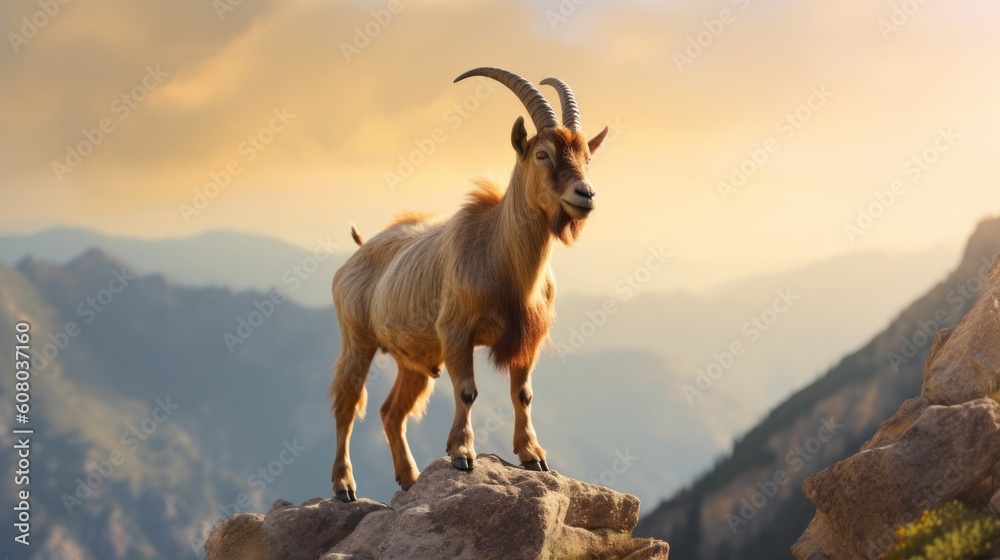 Obraz premium mountain goat on the mountain
