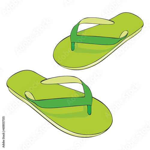 fully editable illustration beach slippers