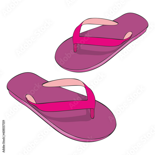 fully editable illustration beach slippers