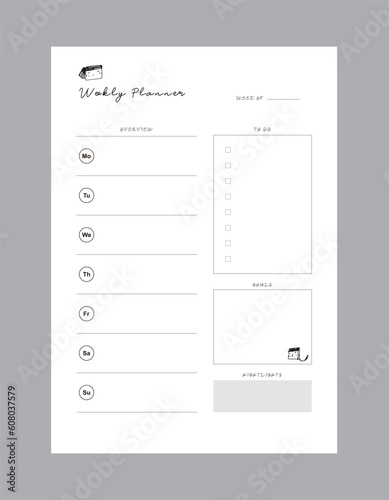 Weekly Planner.  Cute style with Sean and Sea partners. Plan your day make dream happen.