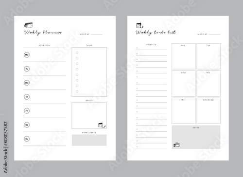 set of Weekly Planner.  Cute style with Sean and Sea partners. Plan your day make dream happen.