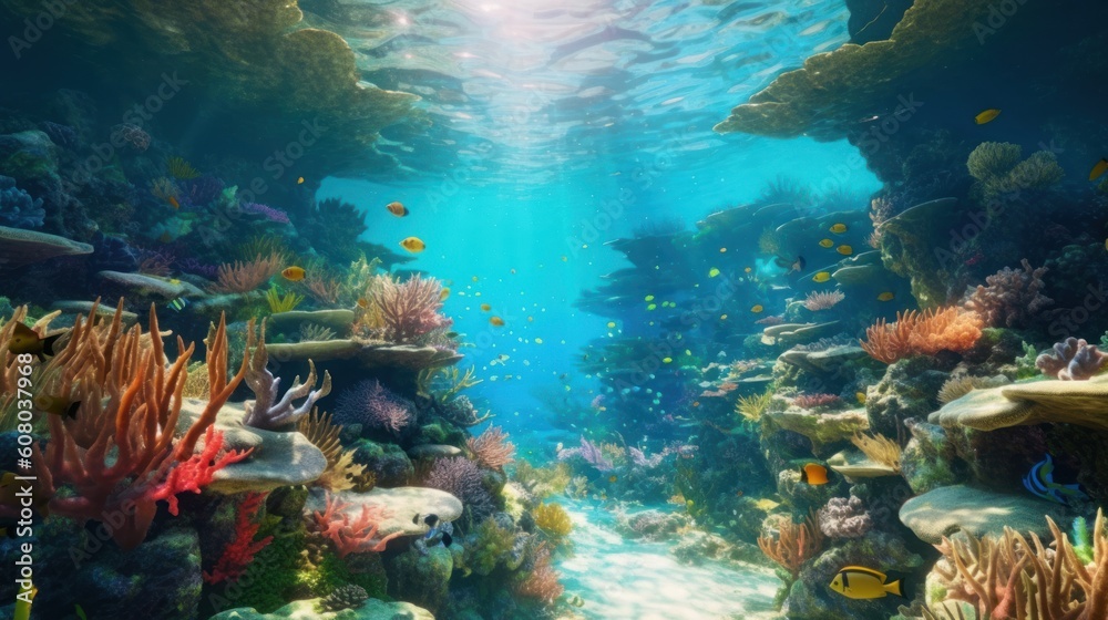 coral reef and fishes