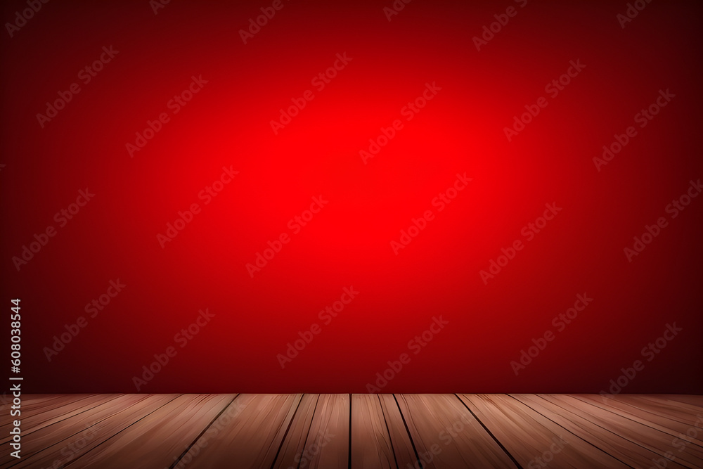 Abstract Red studio background for product presentation empty room with shadows. 3D-room with copy space