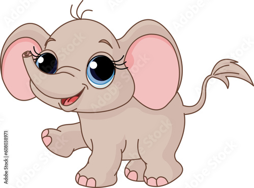 Illustration of Cute and funny baby elephant © Designpics