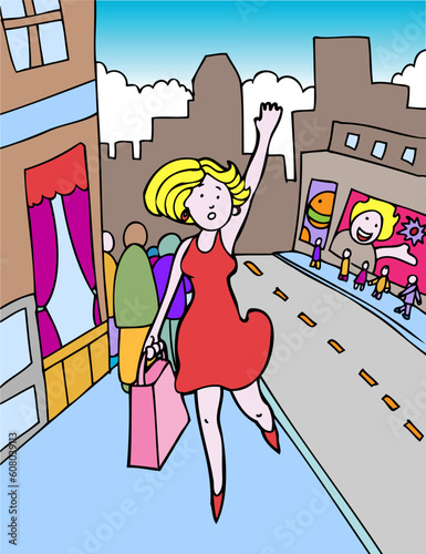 Pretty woman is trying to get a ride from a taxi.
