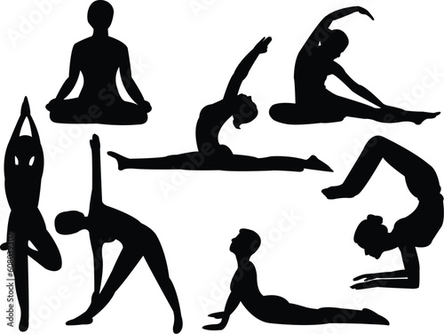 yoga silhouette collection - vector
