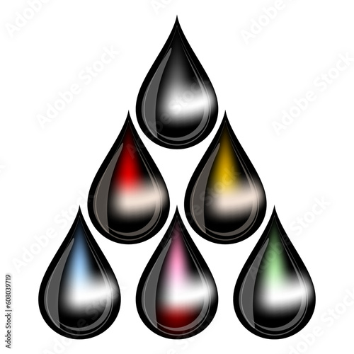 A black drop of oil isolated on white - Illustration for your design