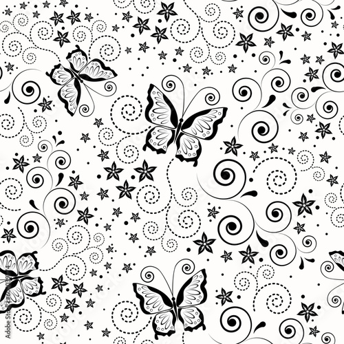 Seamless background with butterflies.