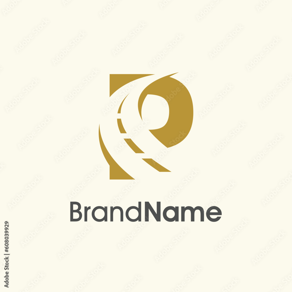 Obraz premium Simple Elegant Initial P Road Way Logo