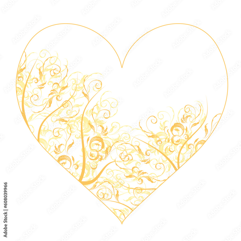 Heart shape, floral ornament for your design