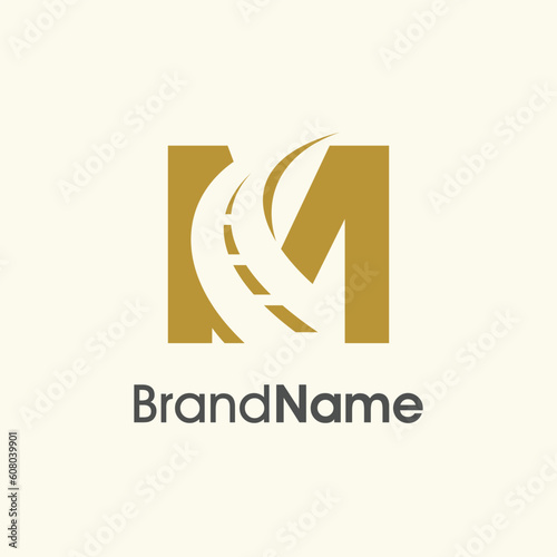Simple Elegant Initial M Road Way Logo