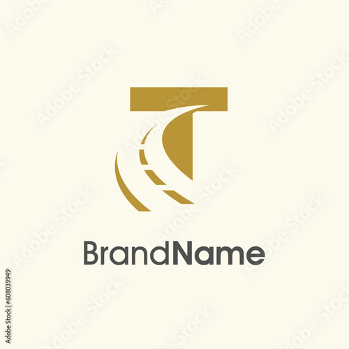 Simple Elegant Initial T Road Way Logo