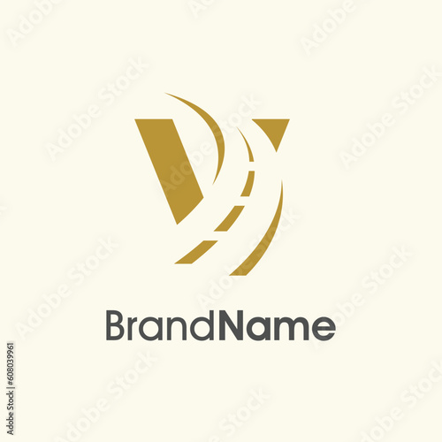 Simple Elegant Initial V Road Way Logo