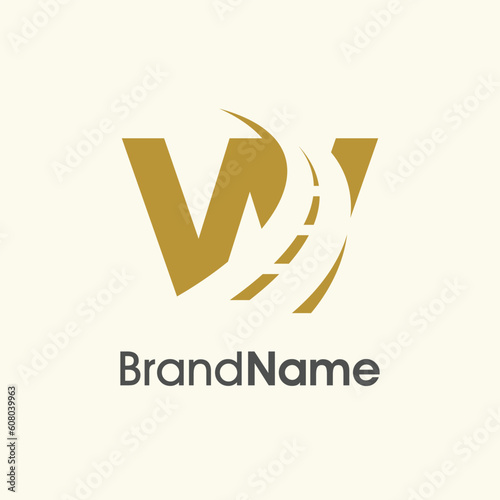 Simple Elegant Initial W Road Way Logo