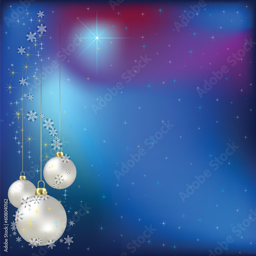 Christmas greeting with nacreous balls