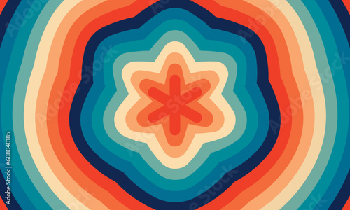 Flower retro vintage swirl twirl pattern abstract 70s background. Vector illustration