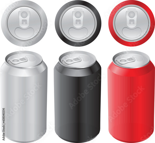 Three vector cans. No mesh, only gradient fill.