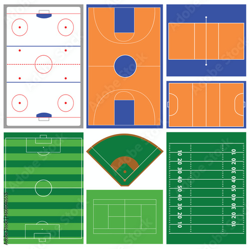 vector set of various sport fields