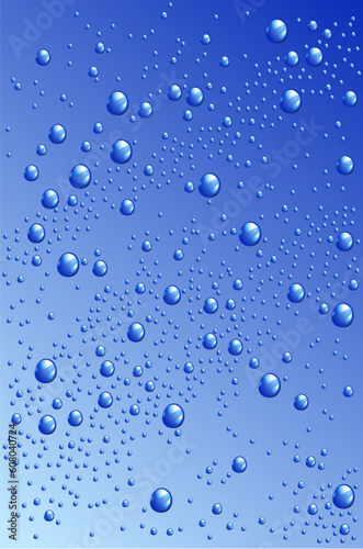 Blue drops on glass