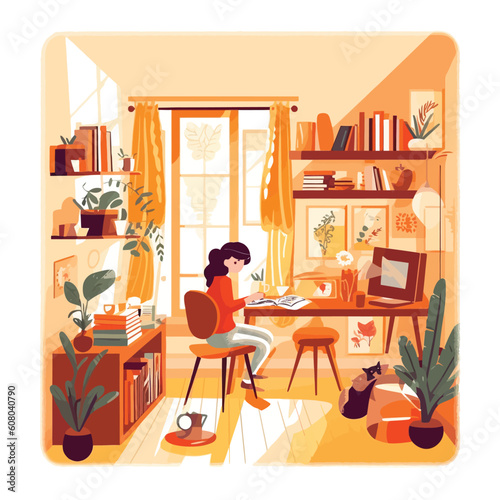 activities of school students studying together at home