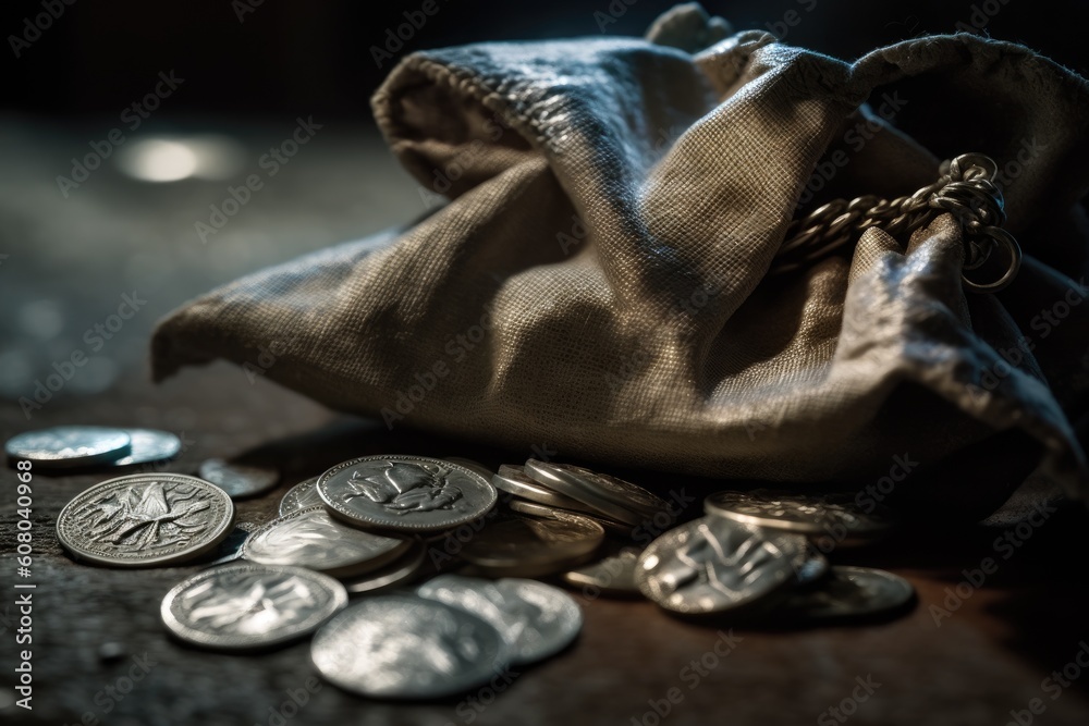 Judas 30 pieces of silver, sack thirty coins biblical symbol betrayal