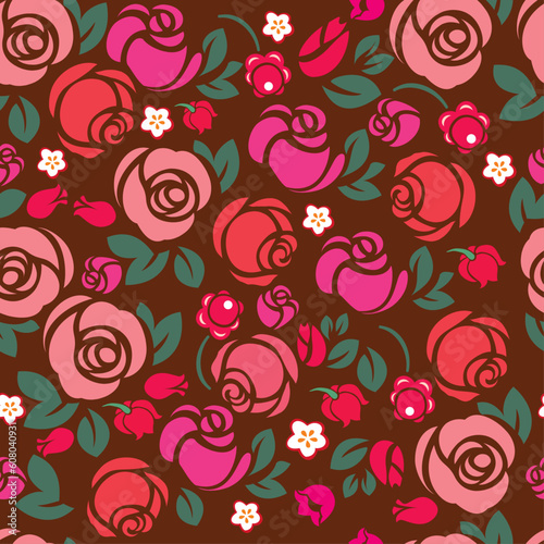 Colorful seamless pattern - abstract flowers