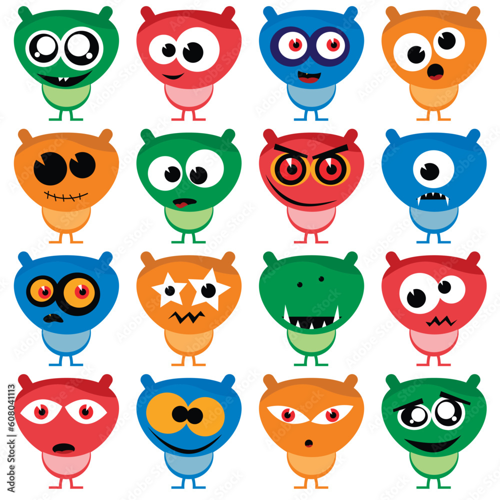 vector set of various cute aliens