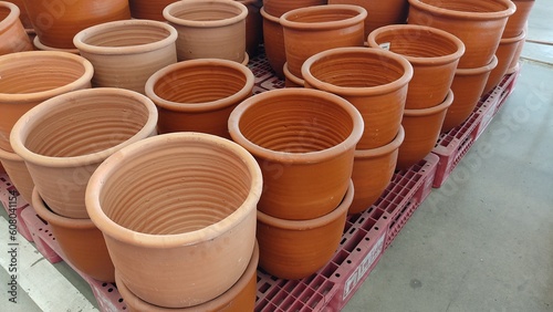 clay pots for sale at market