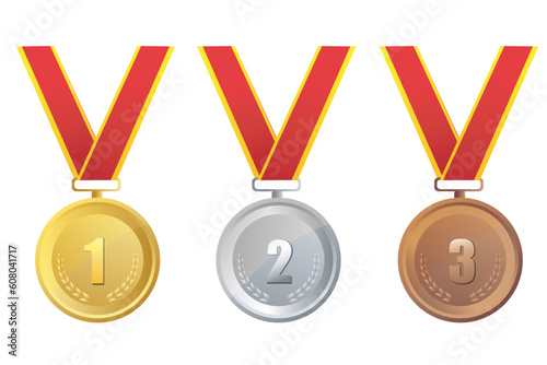 illustration of gold,silver and bronze medal on isolated background