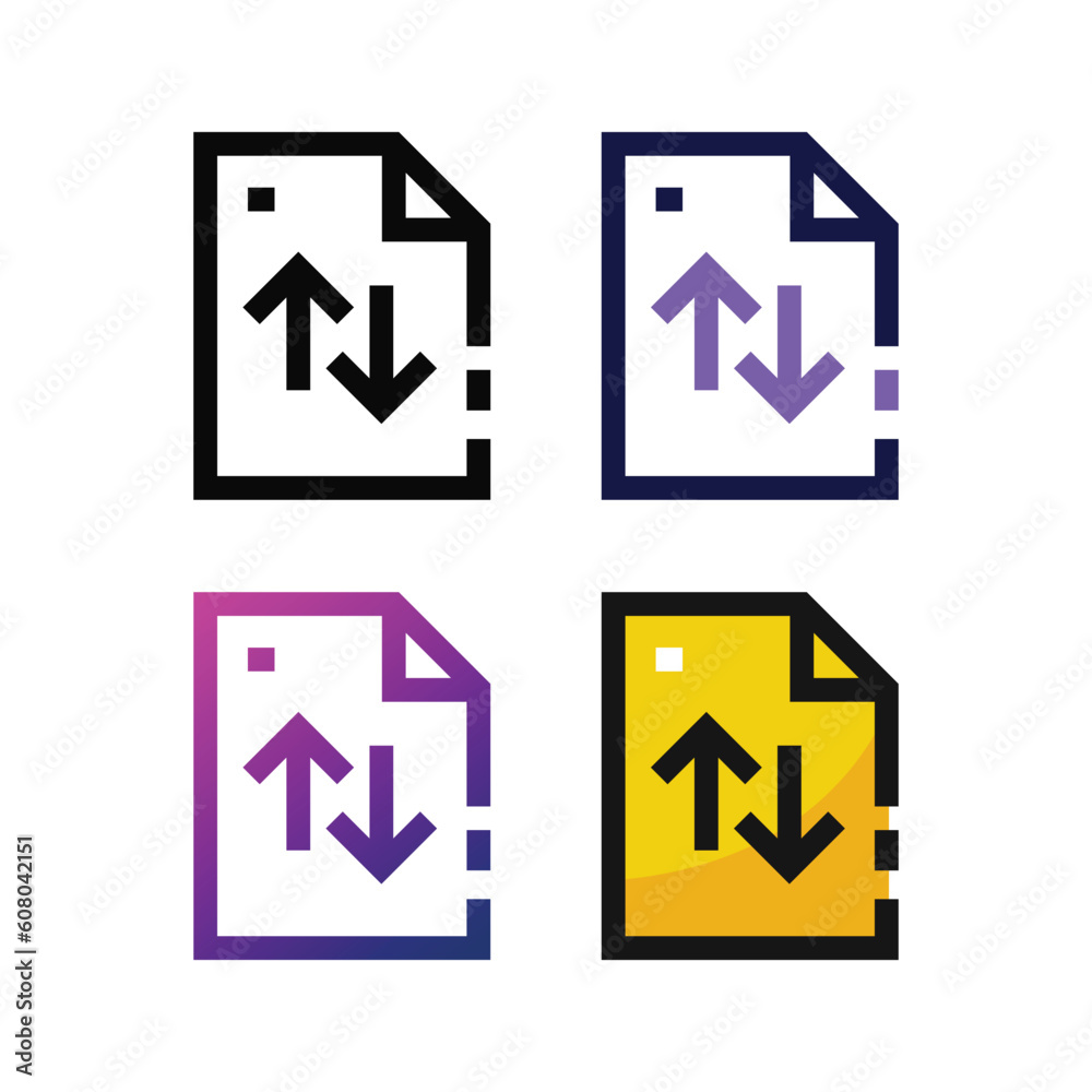 Transfer file icon design in four variation color Transfer file icon design in four variation color